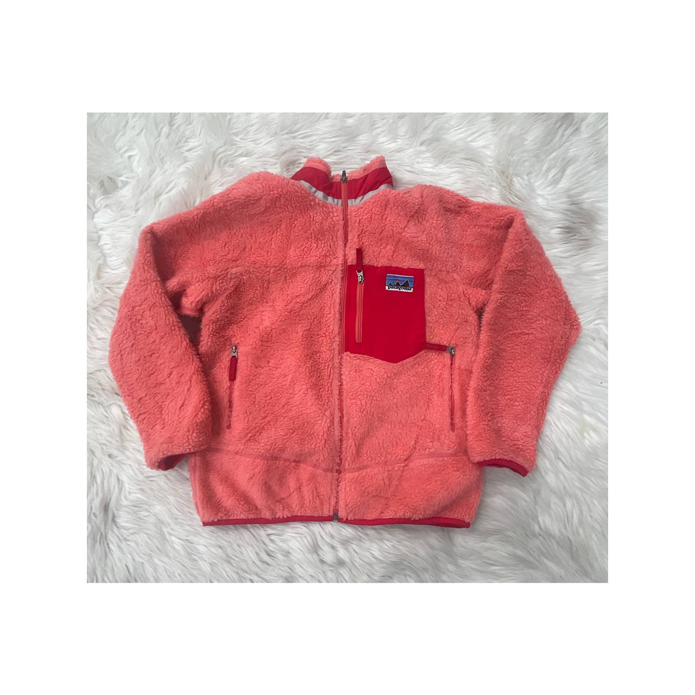 Patagonia Kids Retro X Jacket Deep Pile Fleece Coral Sz XL 14